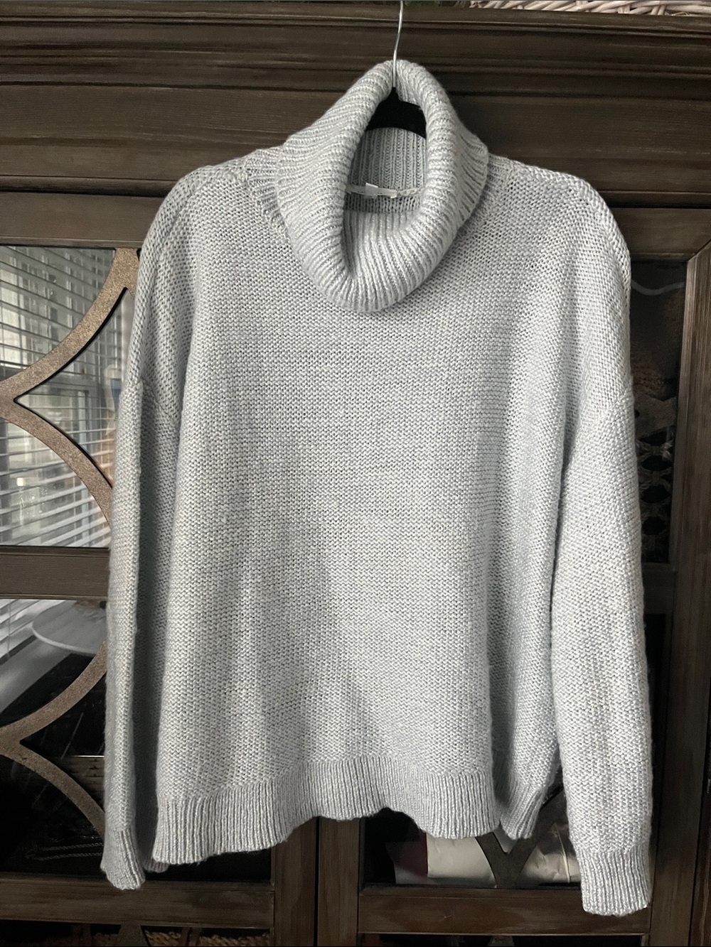 Cozy Light Silver/Blue Turtleneck Sweater; Soft
